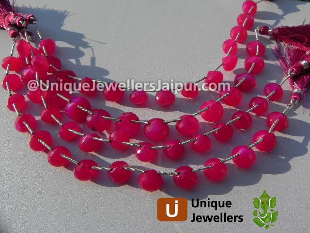 Raspberry Pink Chalsydony Faceted Onion Beads
